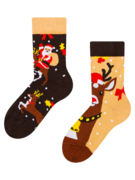 Chaussettes rigolotes pour enfants Renne et Père Noël